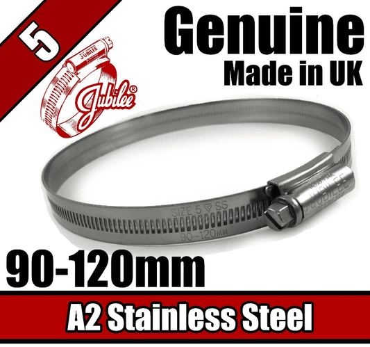 Genuine Jubilee Stainless Steel Clips Hose Pipe Clamp Worm Drive 90mm-120mm 5