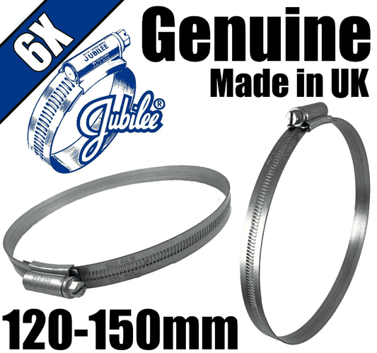 Genuine Original Jubilee Clips Steel Hose Pipe Clamp Worm Drive 120mm-150mm 6X