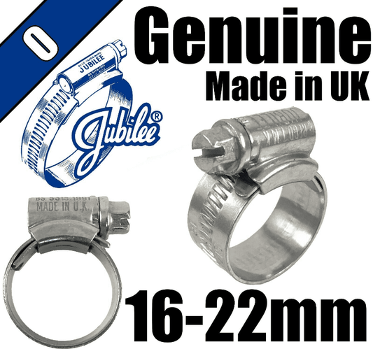 Genuine Original Jubilee Clips Steel Hose Pipe Clamps Worm Drive 16mm-22mm 0