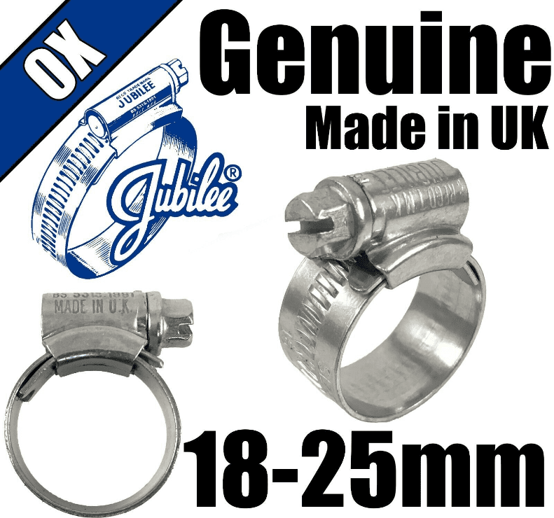 Genuine Original Jubilee Clips Steel Hose Pipe Clamps Worm Drive 18mm-25mm 0X