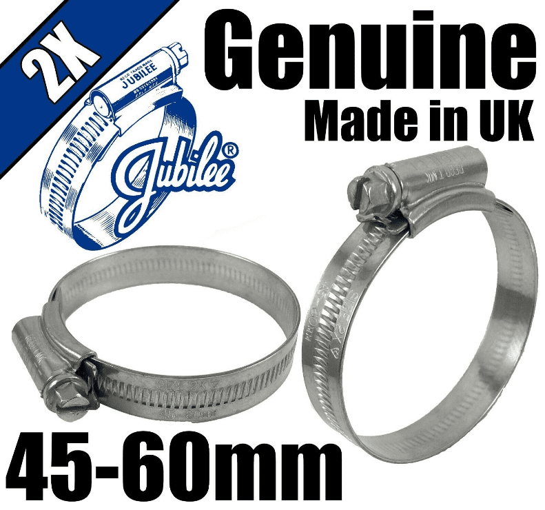 Genuine Original Jubilee Clips Steel Hose Pipe Clamps Worm Drive 45mm-60mm 2X