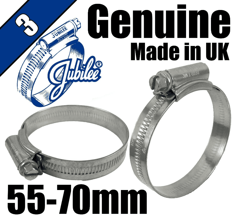 Genuine Original Jubilee Clips Steel Hose Pipe Clamps Worm Drive 55mm-70mm 3
