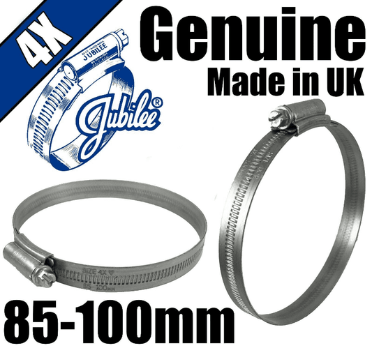 Genuine Original Jubilee Clips Steel Hose Pipe Clamps Worm Drive 85mm-100mm 4X