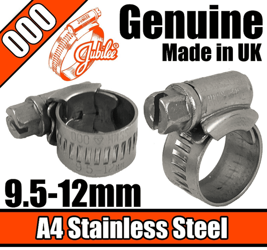 Jubilee A4 316 Marine Stainless Steel Clips Hose Clamp Worm Drive 9.5 12mm 000