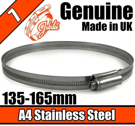 Jubilee A4 Marine Stainless Steel Clip Hose Pipe Clamp Worm Drive 135mm-165mm 7