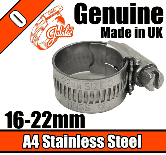 Jubilee A4 Marine Stainless Steel Clip Hose Pipe Clamp Worm Drive 16mm-22mm 0