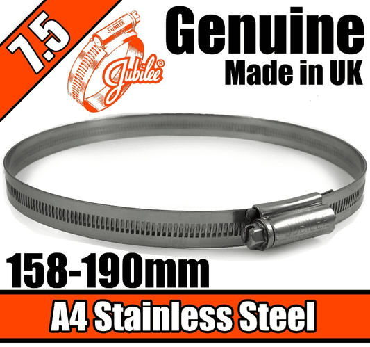Jubilee A4 Marine Stainless Steel Clips Hose Pipe Clamp Drive 158mm-190mm 7.5