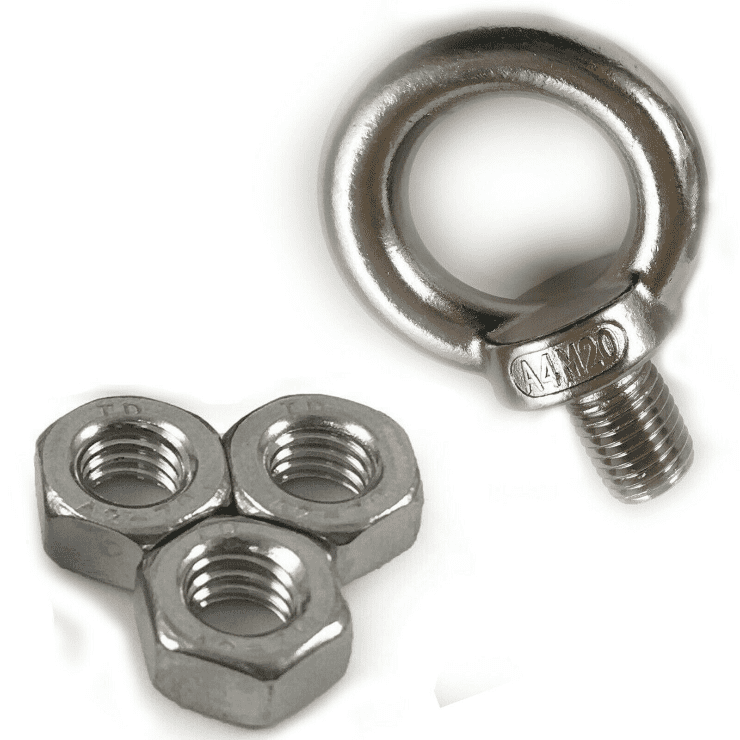 Lifting Eye Bolts A4 Marine Stainless Steel Metric Thread With Full Hex Nuts