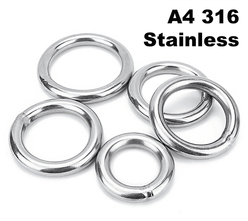M10 Round O Rings - A4 316 Marine Grade Stainless Steel - Welded Polished M10