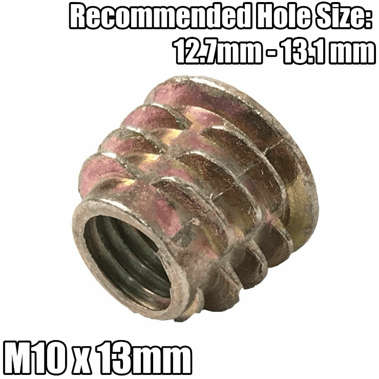M10 Threaded Hex Drive Type D Timber Wood Insert Furniture Nuts