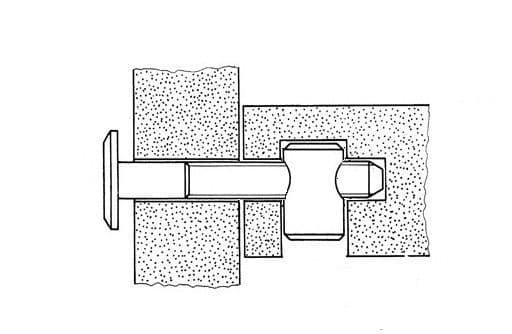 M10x25mm Furniture Cross Dowel Barrel Nuts Centre Thread Fixing