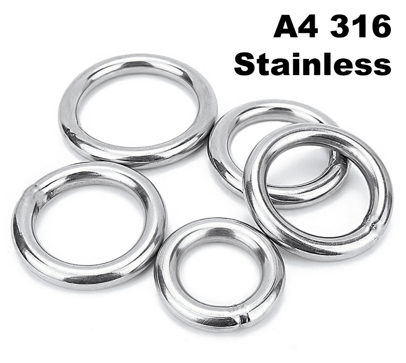 M12 Round O Rings - A4 316 Marine Grade Stainless Steel - Welded Polished M12