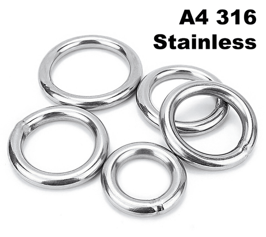 M12 Round O Rings - A4 316 Marine Grade Stainless Steel - Welded Polished M12