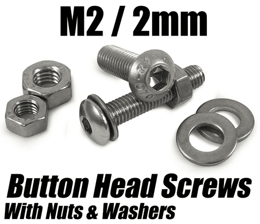 M2/2mm Button Head Screws With Hex Nuts & Washers Socket Bolts Stainless Steel