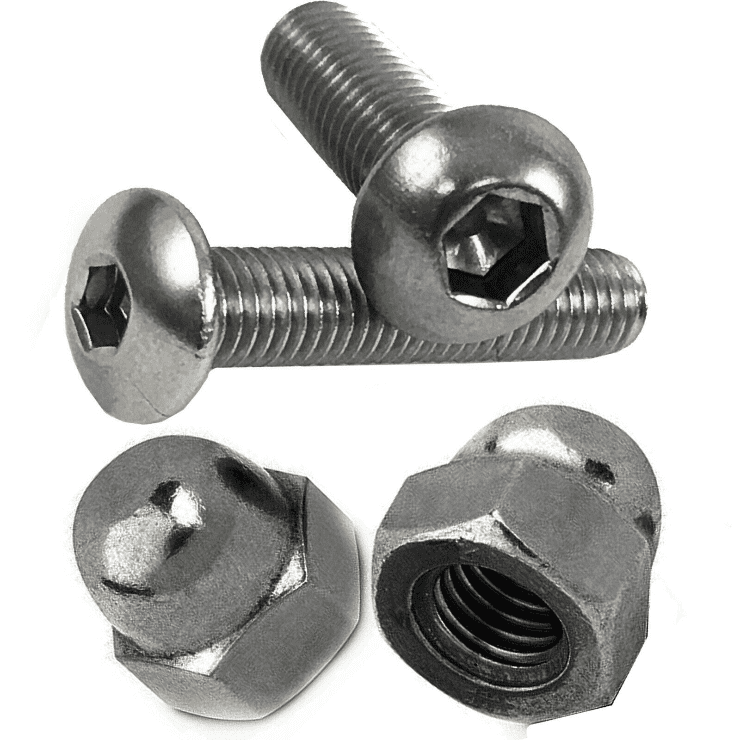 M3 A2 Stainless Steel Button Head Socket Screws + Domed Hex Acorn Cap Nuts