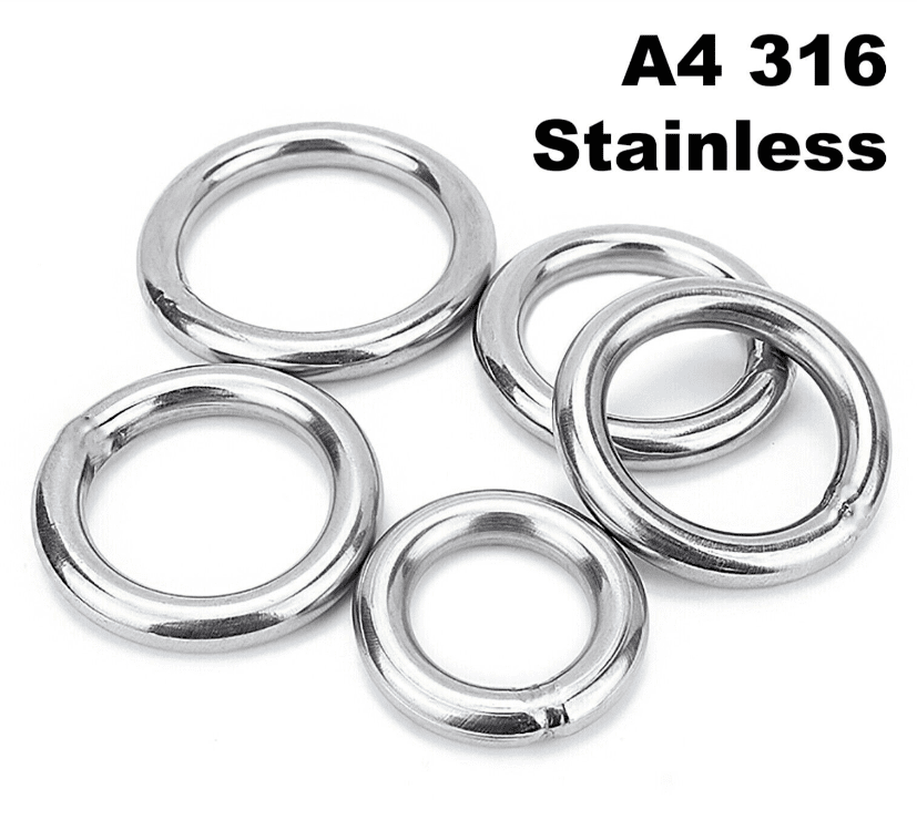 M3 Round O Rings - A4 316 Marine Grade Stainless Steel - Welded Polished M3
