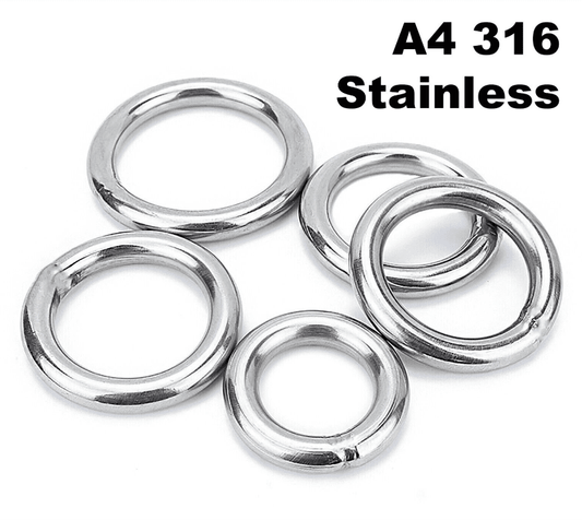 M4 Round O Rings - A4 316 Marine Grade Stainless Steel - Welded Polished M4