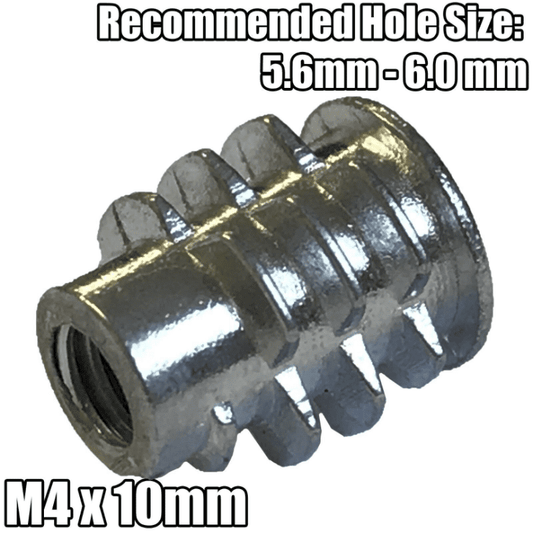 M4X10mm Threaded Hex Drive Type D Or E Wood Insert Furniture Nuts