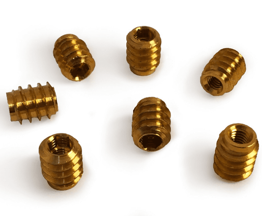 M4X10mm Unheaded Hex Drive Solid Brass Screw Threaded Wood Inserts Chipboard
