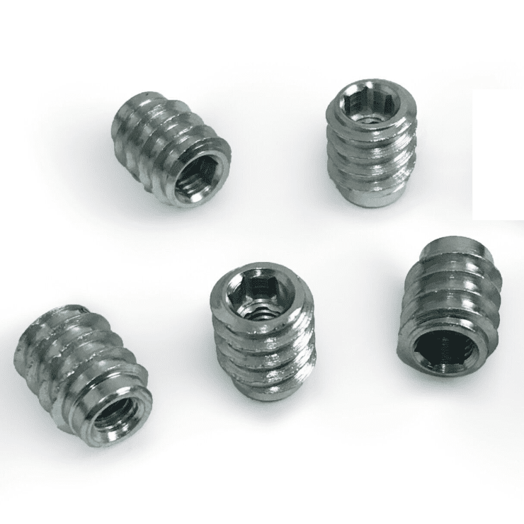 M4X10mm Unheaded Hex Drive Steel Zinc Screw Threaded Wood Inserts Chipboard