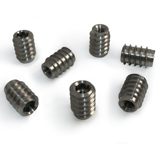 M4X12mm Unheaded Hex Drive Solid Steel Screw Threaded Wood Inserts Chipboard