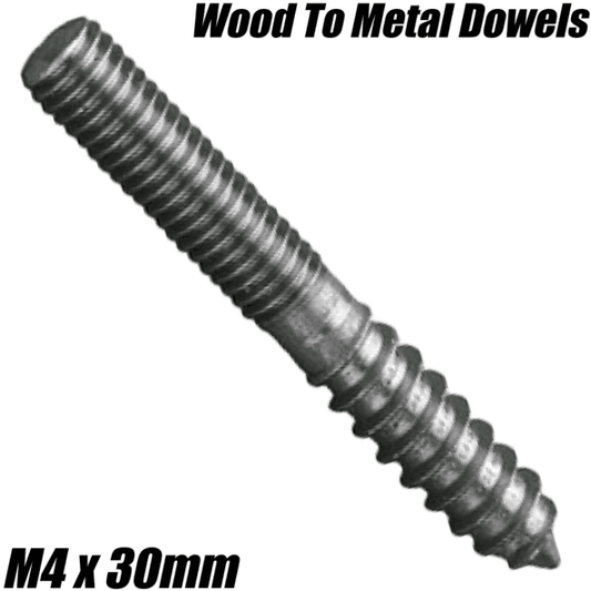 M4X30mm Wood To Metal Dowels Wall Hanger Bolts Rod Pole Furniture Fixing Zinc