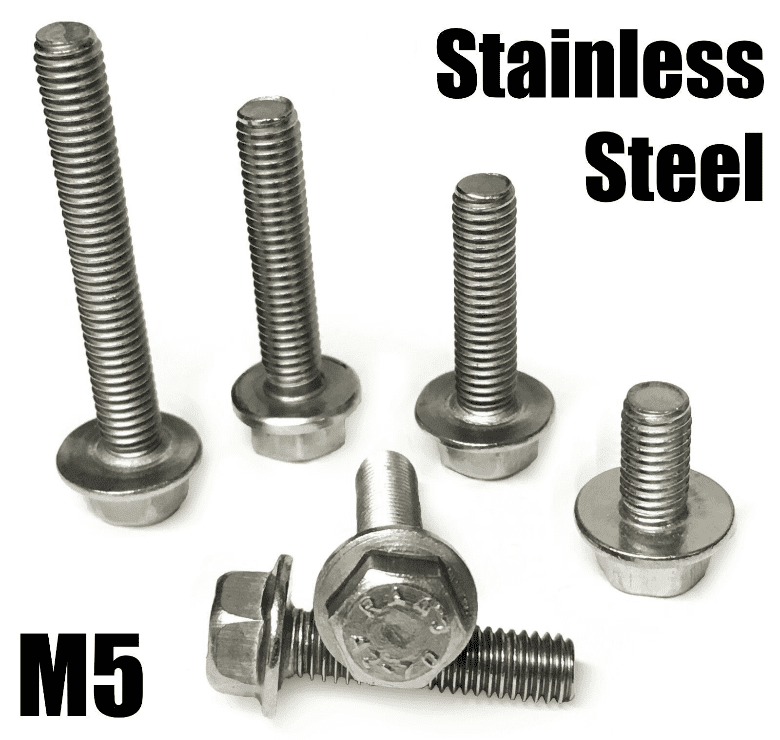 M5 5mm Flanged Hexagon Head Bolts Flange Hex Screws A2 Stainless Steel Din 6921