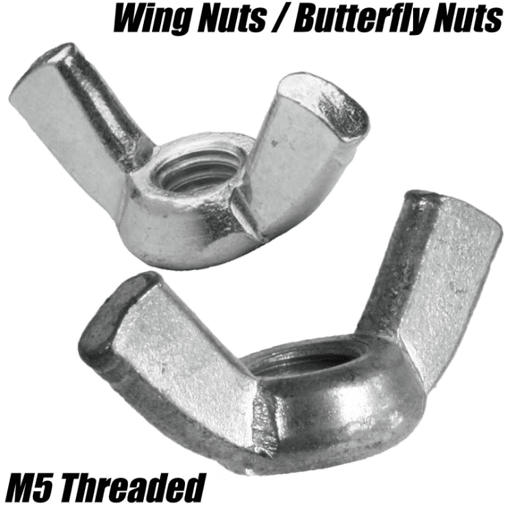 M5 5mm Wing Nuts Butterfly Hand Nuts Threaded Din 315 Bright Metal Zinc Plated