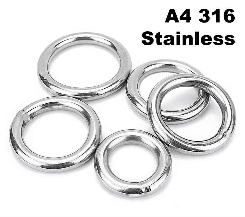 M5 Round O Rings - A4 316 Marine Grade Stainless Steel - Welded Polished M5