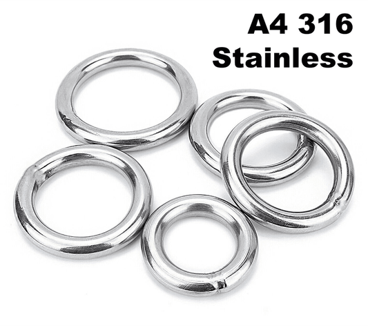 M5 Round O Rings - A4 316 Marine Grade Stainless Steel - Welded Polished M5