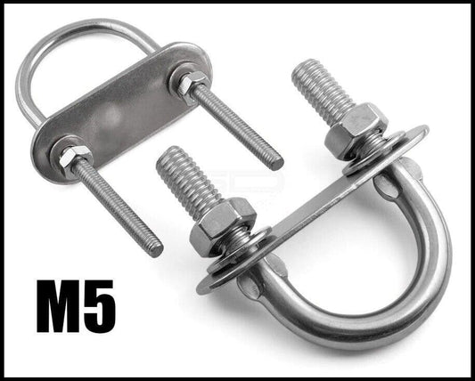 M5 x 80mm - U Bolts Stainless Steel A4 Marine Grade 316 Plate and Nuts bolt