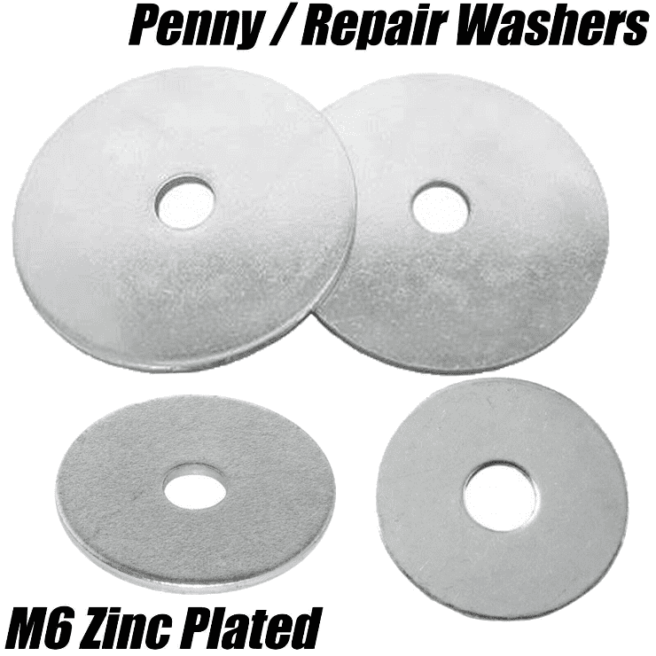 M6 6mm Mudguard/Penny/Repair Washers Flat Wide Large Washer Zinc Plated