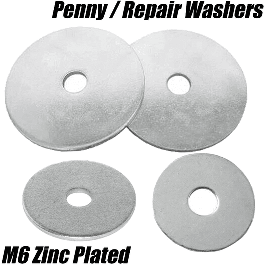 M6 6mm Mudguard/Penny/Repair Washers Flat Wide Large Washer Zinc Plated
