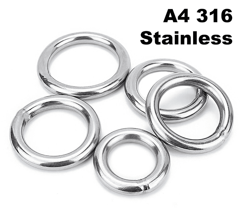 M6 Round O Rings - A4 316 Marine Grade Stainless Steel - Welded Polished M6