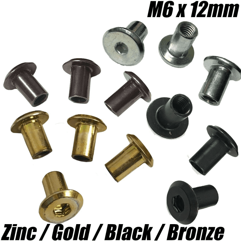 M6X12mm Allen Key Head Connector Bolt Cap Nuts Black Gold Bronze Zinc