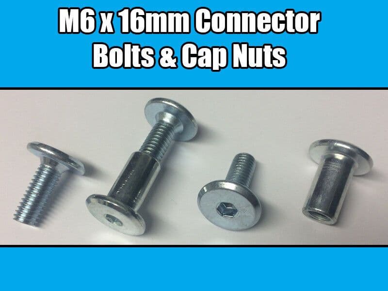 M6X16mm Furniture Connector Bolts & Nut Caps Allen Key Head Joint Fixing