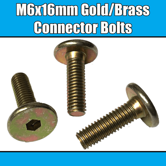 M6x16mm Gold Brass Yellow Furniture Connector Bolts