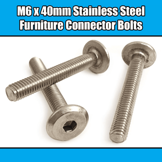 M6X40mm Stainless Steel Furniture Connector Bolts Fix Bed Cot Unit Table Desk