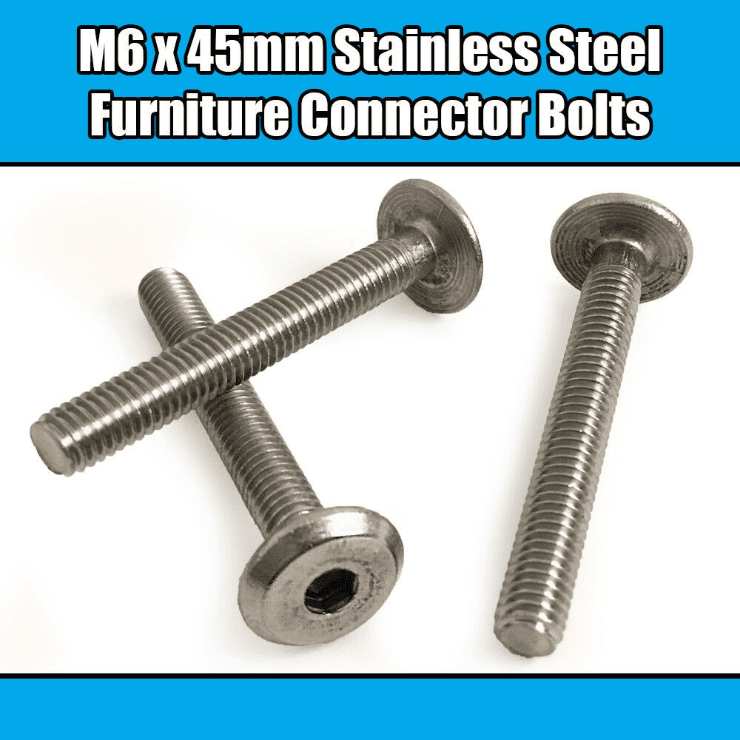 M6X45mm Stainless Steel Furniture Connector Bolts Fix Bed Cot Unit Table Desk