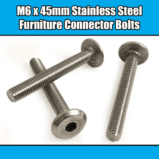 M6X45mm Stainless Steel Furniture Connector Bolts Fix Bed Cot Unit Table Desk