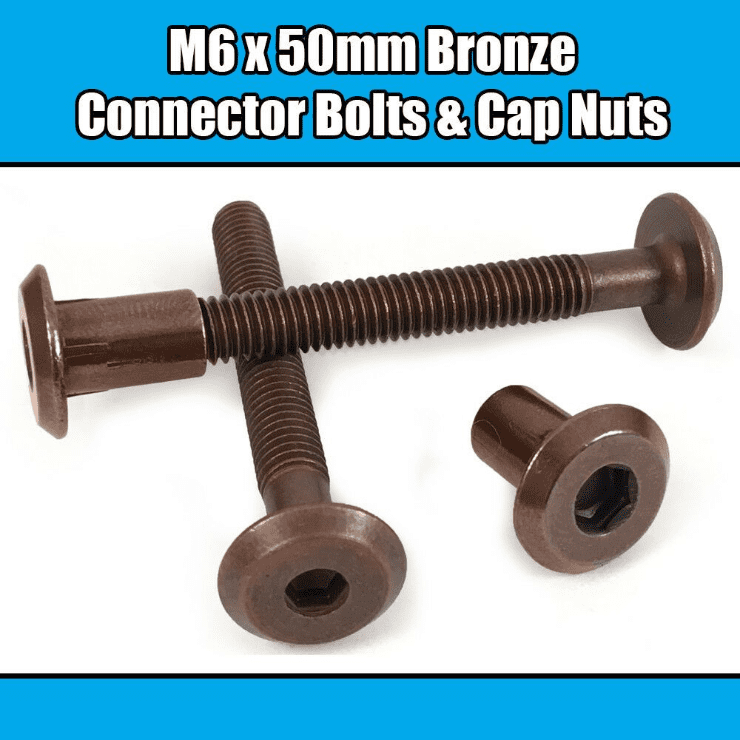 M6X50mm Bronze Furniture Connector Bolts With Cap Nuts Joint Fixing Bed Cot