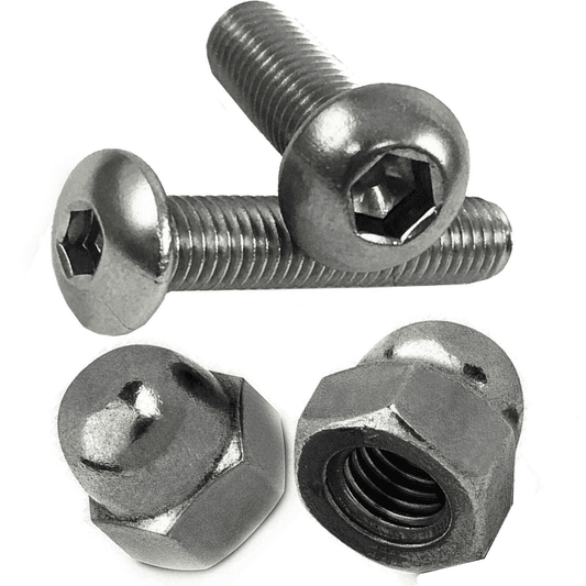 M8 A2 Stainless Steel Button Head Socket Screws + Domed Hex Acorn Cap Nuts