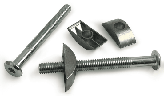 M8 Furniture Connector Bolts with Half Moon Luna Washer for Cots, Beds