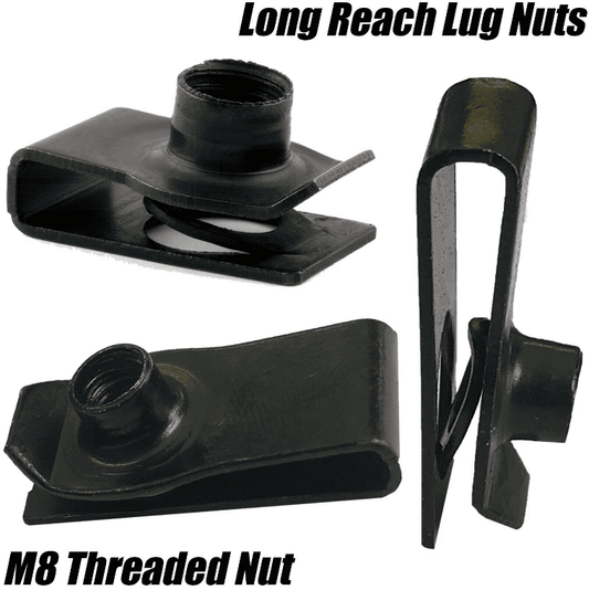 M8 Long Reach Chimney U Nut Lug Nuts Speed Spire Captive Clips Threaded