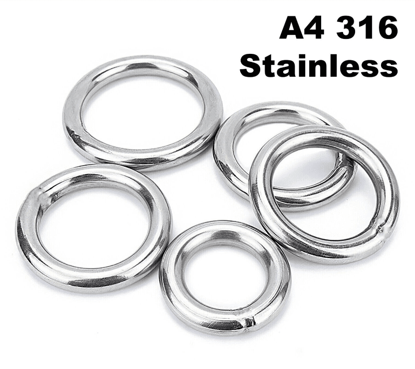 M8 Round O Rings - A4 316 Marine Grade Stainless Steel - Welded Polished M8