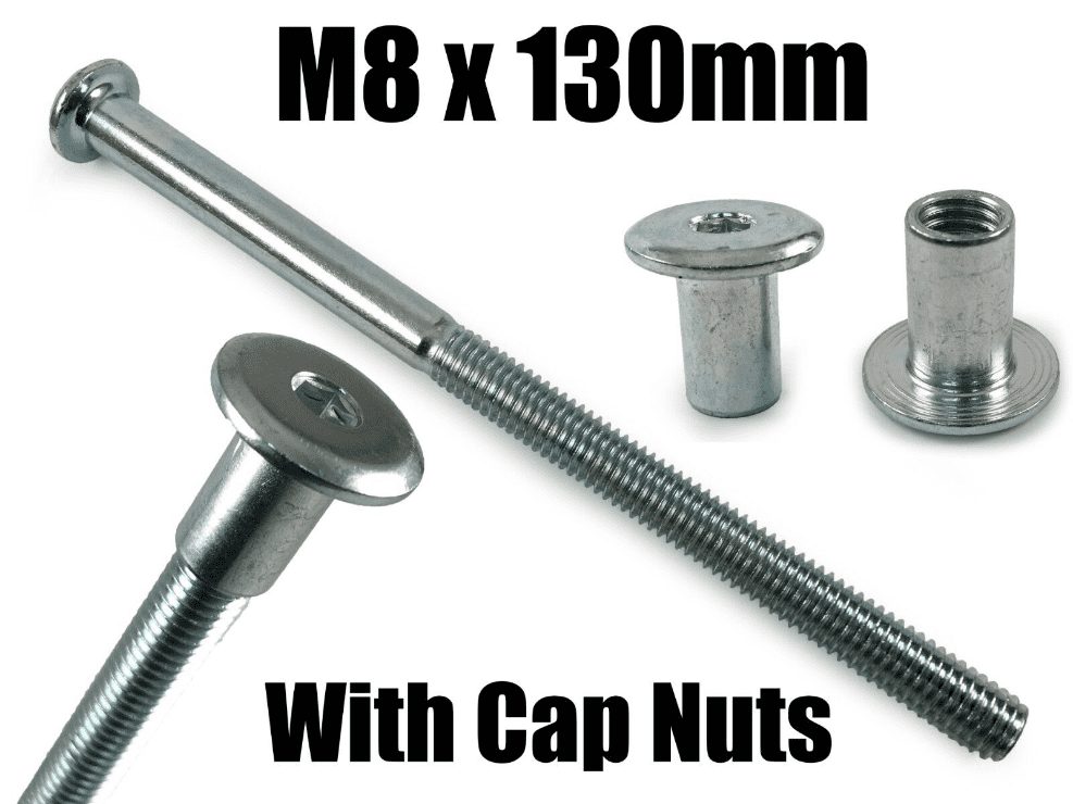 M8X130mm Furniture Connector Bolts & Cap Nuts Flat Head Joint Fixing Unit