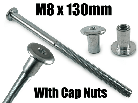 M8X130mm Furniture Connector Bolts & Cap Nuts Flat Head Joint Fixing Unit