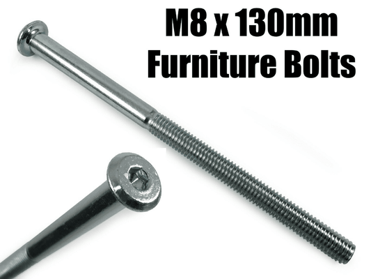 M8X130mm Furniture Connector Bolts Flat Head Joint Fixing Unit Bed Cot Desk