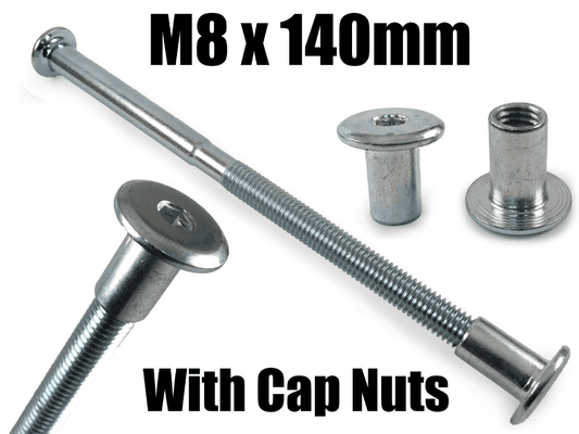 M8X140mm Furniture Connector Bolts & Cap Nuts Flat Head Joint Fixing Unit