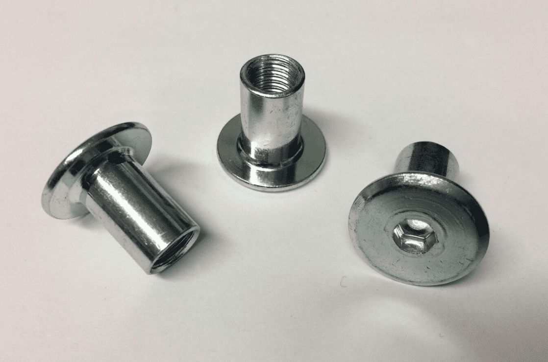 M8X20mm Furniture Connector Bolts & Cap Nuts Allen Key Flat Head Joint Fixing